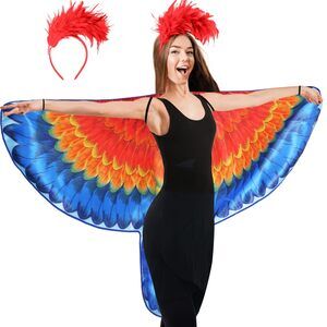 1313 Double-sided Printing Adults Parrot Costume Bird Wings